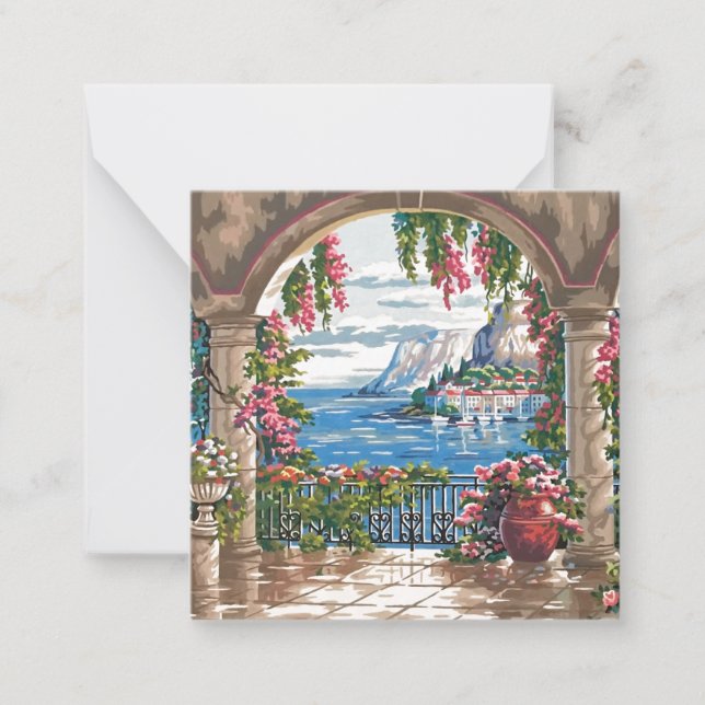 Seaside painting mini notecard 2.5" (Front)