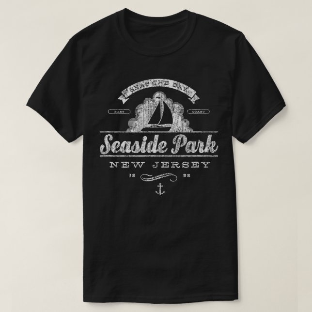 Seaside Park NJ Sailboat  Vintage Nautical  T-Shirt (Design Front)