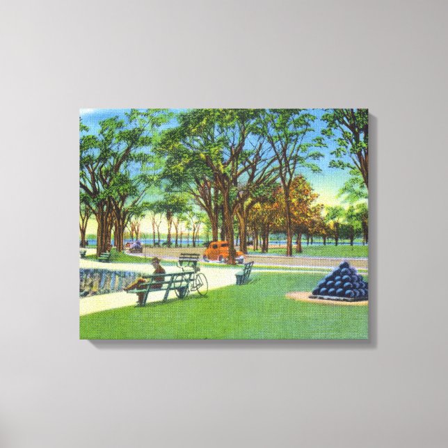Seaside Park View of the Seawall Walk Canvas Print (Front)