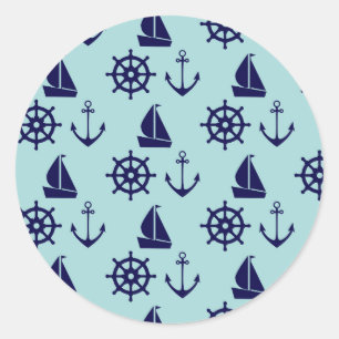 Seaside Pattern Classic Round Sticker