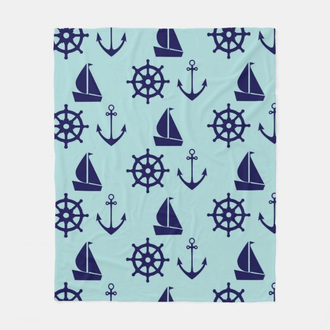 Seaside Pattern Fleece Blanket (Front)