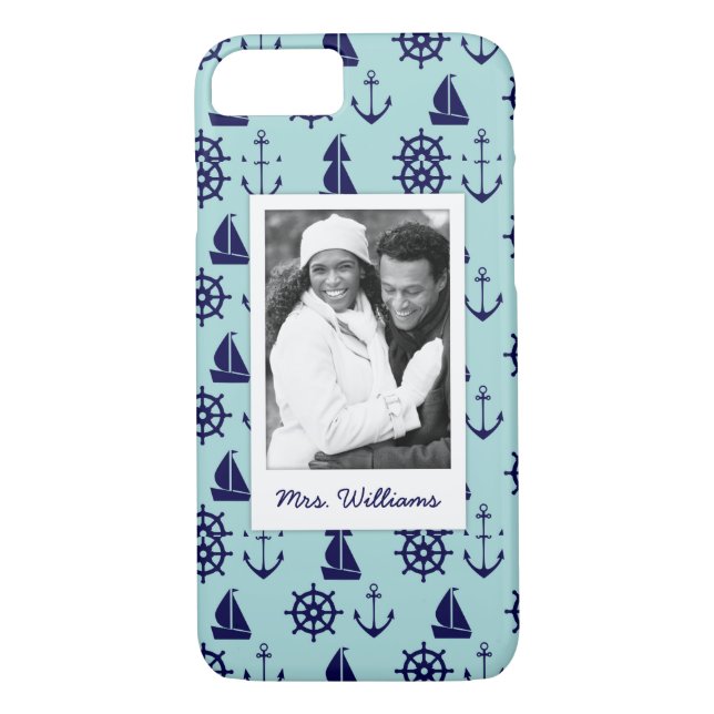 Seaside Pattern | Your Photo & Name Case-Mate iPhone Case (Back)