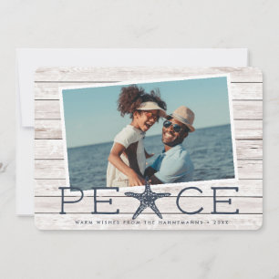 Seaside Peace   Rustic Coastal Photo Holiday Card