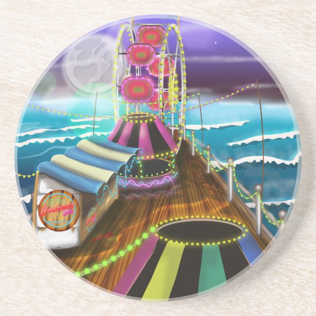 Seaside Peer Arcade Funfair Coaster (Front)