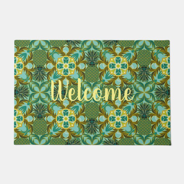 Seaside Pineapple Welcome Mat (Front)