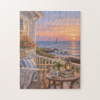 Seaside Porch Sunset Serenity Jigsaw Puzzle