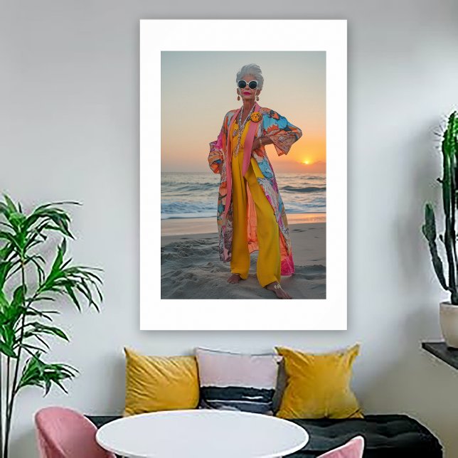 Seaside Portrait of Flamboyant Woman Poster (Creator Uploaded)