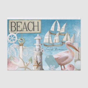 Seaside Romance Sailboat Lighthouse Decoupage Tissue Paper