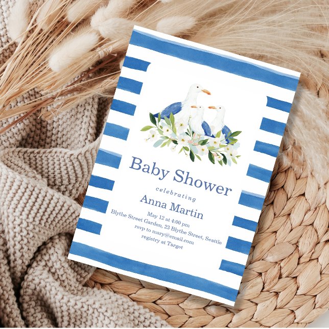 Seaside Seagulls Baby Shower Invitation (Creator Uploaded)
