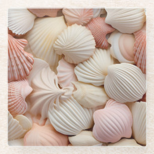 Seaside Seashells Glass Coaster