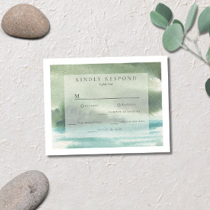 Seaside Serenity Blue Green Cream RSVP Card
