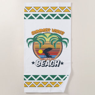 Seaside Serenity on White Background Beach Towel