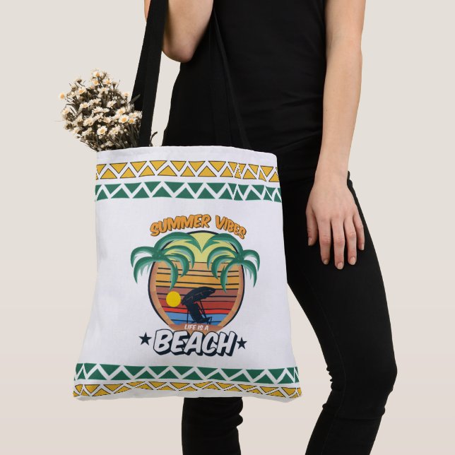 Seaside Serenity on White Background Tote Bag (Close Up)