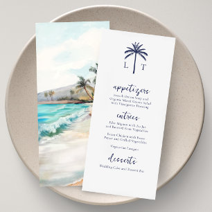 Seaside Serenity Tropical Beach Monogram Wedding Menu