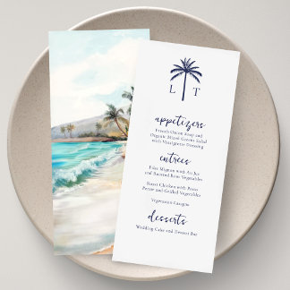 Seaside Serenity Tropical Beach Monogram Wedding Menu