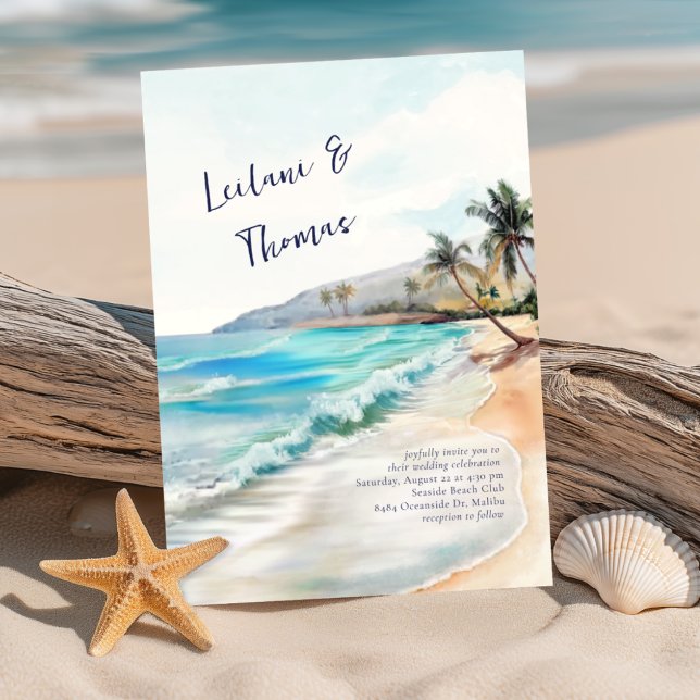 Seaside Serenity Tropical Beach Wedding Invitation (Creator Uploaded)