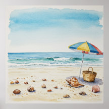 Seaside Serenity: Watercolor Beach Bliss