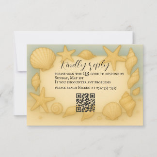 Seaside Shells QR Code RSVP Card