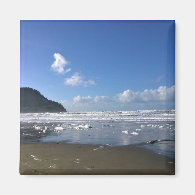 Seaside Shore in Winter, Oregon Coast Magnet (Front)