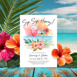 Seaside Sippin' Tropical Sip Sip Hooray Shower Invitation
