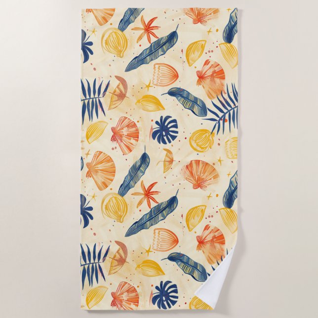 Seaside Sketchbook Retreat Beach Towel (Front)