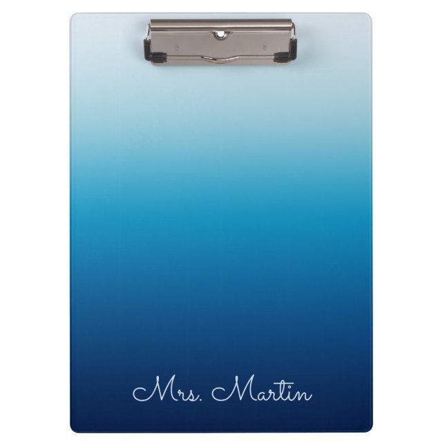 Seaside Sky and Ocean Blue Gradient Teacher Clipboard (Front)