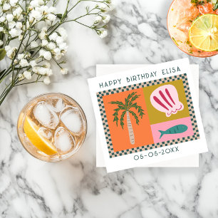 Seaside Soiree BIRTHDAY Modern Cute CUSTOM Napkin