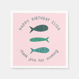 Seaside Soiree BIRTHDAY PARTY Cute Fishes CUSTOM Napkin