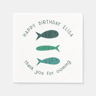 Seaside Soiree BIRTHDAY PARTY Cute Fishes CUSTOM Napkin
