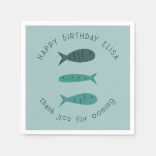 Seaside Soiree BIRTHDAY PARTY Cute Fishes CUSTOM Napkin