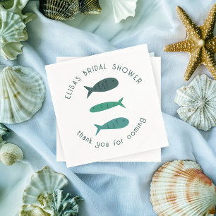 Seaside Soiree Bridal Shower Cute Fishes CUSTOM Napkin