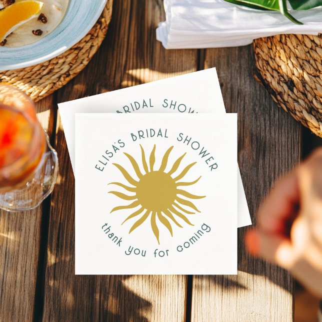 Seaside Soiree Bridal Shower Cute Sun CUSTOM Napkin (Seaside Soiree Bridal Shower Cute Sun CUSTOM Napkins
)