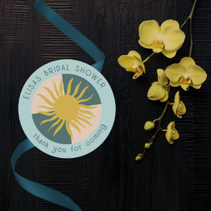 Seaside Soiree Bridal Shower Modern Cute CUSTOM Classic Round Sticker