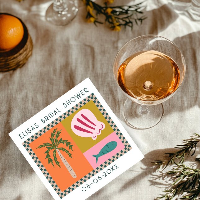 Seaside Soiree Bridal Shower Modern Cute CUSTOM Napkin (Seaside Soiree Bridal Shower Modern Cute CUSTOM Napkins
)