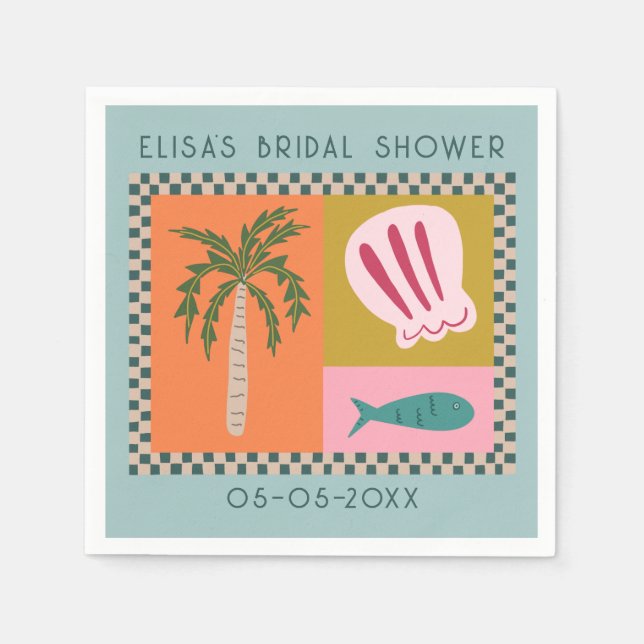 Seaside Soiree Bridal Shower Modern Cute CUSTOM Napkin (Front)