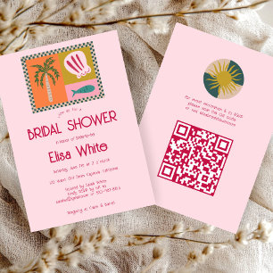 Seaside Soiree Bridal Shower Modern Cute CUSTOM QR Invitation
