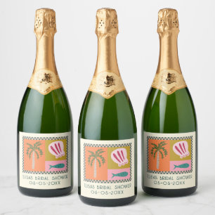 Seaside Soiree Bridal Shower Modern Cute CUSTOM Sparkling Wine Label