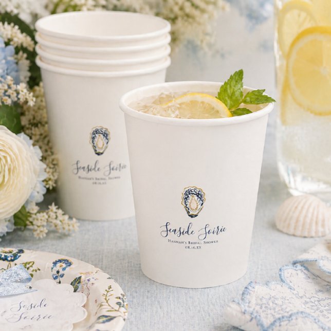 Seaside Soirée Coastal Bridal Shower Paper Cups (Creator Uploaded)