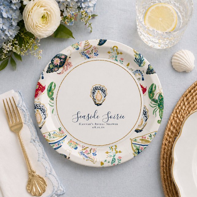 Seaside Soirée Coastal Bridal Shower Paper Plate (Creator Uploaded)