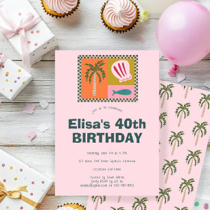 Seaside Soiree Modern Cute CUSTOM Birthday Party Invitation