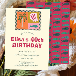 Seaside Soiree  Modern Cute CUSTOM Birthday Party Invitation