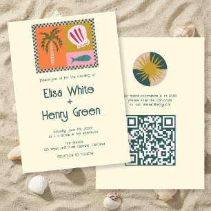 Seaside Soiree Modern Cute CUSTOM QR Invitation