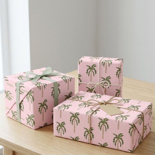 Seaside Soiree Palm Trees Pink Cute CUSTOM Wrapping Paper Sheet (Seaside Soiree Palm Trees Pink Cute CUSTOM Wrapping Paper Sheets
)