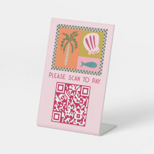 Seaside Soiree SCAN TO PAY Modern Cute CUSTOM QR Pedestal Sign
