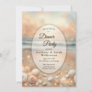 Seaside Sparkle and Sunset Dreams Dinner Party Invitation