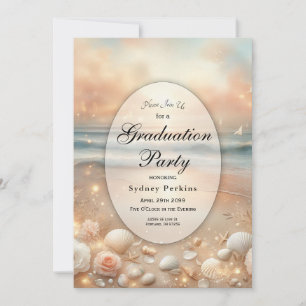 Seaside Sparkle and Sunset Dreams Graduation Party Invitation