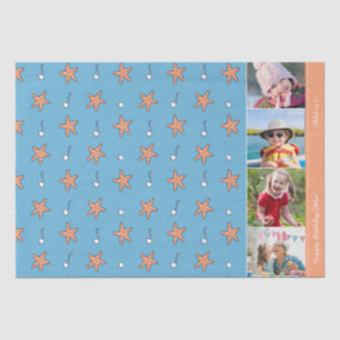 Seaside Stars and Music Notes Happy Birthday Photo Tissue Paper