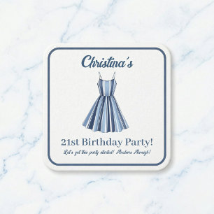Seaside Stripes Celebration  Square Paper Coaster