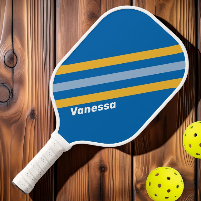 Seaside Stripes with Name Pickleball Paddle (Creator Uploaded)