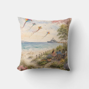 Seaside Summer Garden – Coastal Beach, Colourful K Cushion